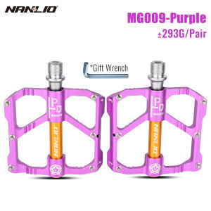 Nanlio Bicycle Pedals Ultra-Light Mountain Bike Pedals 6 Bearings Wide Platform Reflectors Anti-Skid Pins 290g Pair