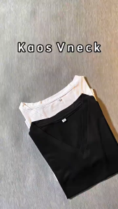 Kaos Wanita V Neck Kaos Croptop Wanita Lengan Pendek Bahan Katun