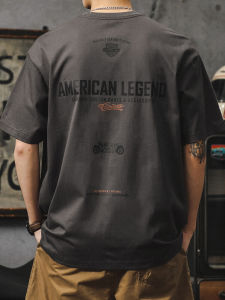 Summer Loose Fit Oversized Cotton Retro Motorcycle Print T-shirt