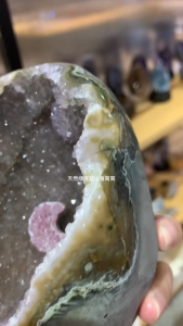 天然原矿绿彩晶底紫山角大窝窝 [1kg] Natural Raw Amethyst Wowo - Green Base  ✋美丽大窝能放手串✅