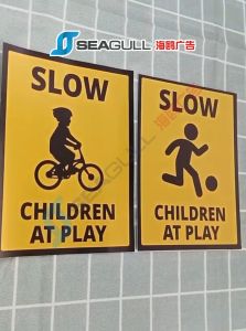 Kids Playing Slow Down Bicycle Playground Signage Caution Children at Play Slow Safety Sign