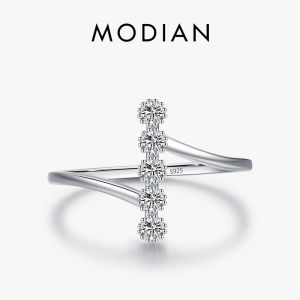 MODIAN 925 Sterling Silver Trendy Bezel Setting Delicate Finger Rings For Women Wedding Engagement Fine Jewelry Anel Accessories