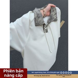 LIUBU | Áo Thun Tay Ngắn Cổ Polo Đính Dải Màu Retro