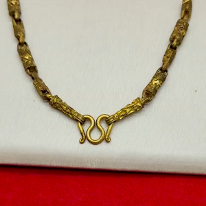 สร้อยคอทองเหลืองโบราณลายปล้องลายโบราณพ่นทราย ความยาว 24 นิ้ว งานทองเหลืองแท้ งานดิบไม่ได้ชุบ ทองเหลืองโบราณ