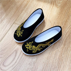 Black round Mouth Cloth Shoes Kids Chinese Style Old Mens Shoes Old Beijing Cloth Shoes Boys the Han-Style Clothing Shoes Ancient Costume Ethnic Style