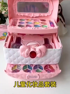 Upgraded 32 Pieces Washable Safe Kids Makeup Set Girls Pretend Princess Role Play Cosmetic Play Toy