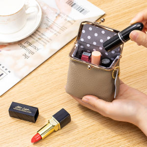 Leather Mini Lipstick Holder Clip on Lipstick Box Multi Functional Women Convenient Storage Coin Purse Sweet Lady Style