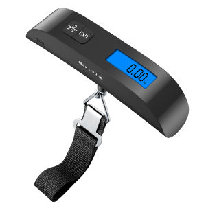 Brifit 50kg Digital Luggage Scale Electronic Weighing Scale Portable Travel Scale Back Light LCD Display Rubber Paint Handle Tare Function Temperature Sensor