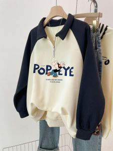 เสื้อสเวตเตอร์คอโปโลสไตล์อเมริกัน ทรงหลวม ขนแกะหนา สำหรับผู้หญิง ฤดูใบไม้ร่วง/ฤดูหนาว เสื้อคลุมกันหนาวแบบใหม่ แขนยาว ปกติ