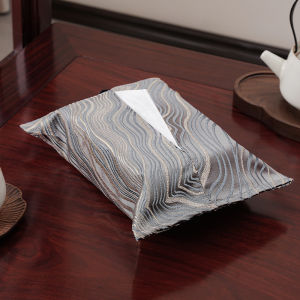 Yi Yi Jia New Chinese Style Classy Tissue Box Simple Home Living Room Fabric Craft Tissue Cover Tea Table Accessible Luxury Paper Extraction Box