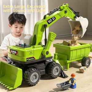 Large Sound and Light Excavator Toy Car