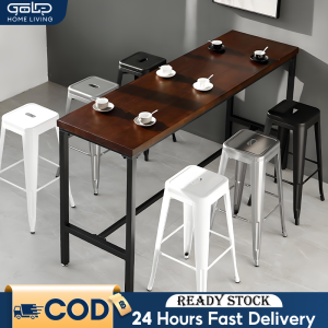 GOLD Bar Table 100/120/140cm Long Bar Table with High Bar Stool Leaning Dining Table Balcony Coffee Desk Home Office Counter Meja Bar吧台桌