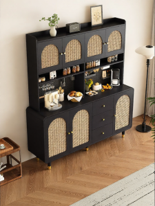 Vintage Rattan Kitchen Sideboard Shelving Unit