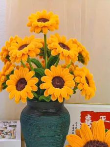 Bó Hoa Hướng Dương Thủ Công DIY Dải Dệt Siêu Mật Độ Tạo Hình Búp Bê Trang Trí Nhà Vật Liệu Thủ Công Dụng Cụ Làm Vườn