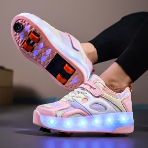 Giày Trượt Patin Tốc Độ Cho Bé Gái Có Phanh Kiểu Giày Thể Thao 4 Bánh Xe Chất Liệu Da PU Có Đèn Thích Hợp Đi Bộ Hàng Ngày Và Làm Quà Tặng Cho Trẻ Từ 7-13 Tuổi