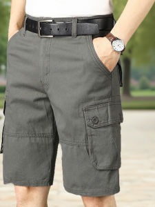 Summer Mens Casual Loose Fit Cotton Workwear Shorts Trendy Five-Quarter Length Straight Leg Pants Anti-Wrinkle Youthful Style