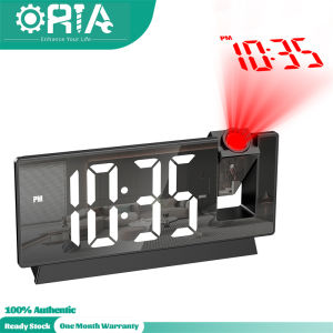 ORIA Projection Digital Clock with 180° Projector Large LED Alarm Clock 4-Level Adjustable Brightness Desk Clock Snooze Function 12/24H for Bedroom Elders Senior