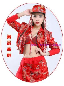 Red Celebration Stage Performance Outfit Womens Group Dance Costume Street Jazz Dance Set Festive Chinese New Year Ensemble