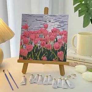 Digital Oil Paint By Numbers DIY 20x20cm Canvas Framed Painting Living Room Wall Decor Holiday Gift