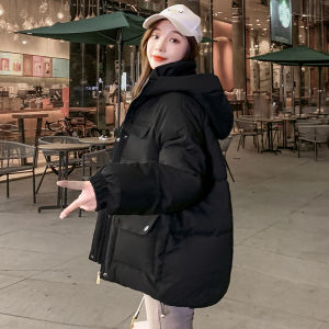 Áo Khoác Cotton Lông Vũ Thời Trang Nữ 2025 Mới Về Mùa Thu Đông Dày Dặn Ngắn Oversize Áo Khoác Ngoài Kiểu Bánh