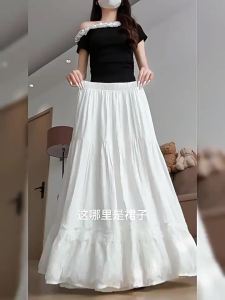 XIANYIJIAO | White Lace A-Line Pleated Skirt
