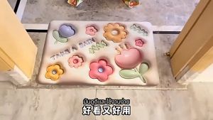 3 มิติ รูปแบบการ์ตูนลายดอกไม้ พรมปูพื้นห้องน้ํา 3D ห้องครัวพรม พื้นกันลื่นในห้องน้ํา