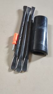cukit ban 3pcs dari besi 12mm full +obeng pentil+karet 13cm X 35cm alat tambal ban 3in1