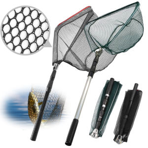 130CM Fishing Net Minnow Nets with Aluminum Collapsible Telescopic Fishing Handle Fishing Landing Net for Saltwater Freshwater