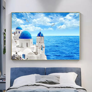 500/1000/1200/2000PCS Jigsaw Puzzle Nordic Blue Seascape Santorini Art For Adults Great Weekend Relaxation And Family Fun