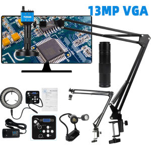 Kính Hiển Vi Kỹ Thuật Số 13MP VGA 60FPS 150X C-Mount Để Hàn Sửa Chữa Đồ Trang Sức PCB - Kính Hiển Vi Video Di Động Với 8 Tùy Chọn Độ Phân Giải