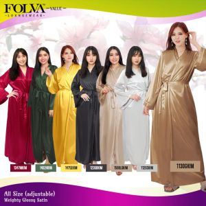 FOLVA kimono baju tidur panjang satin robe all size