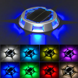 4PCS RGB Solar Ground Lights Solar Lights Outdoor IP68 Waterproof Solar Powered Landscape Lighting for Garden Yard Pathway