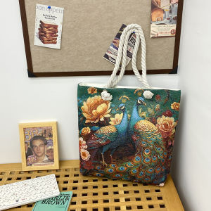 กระเป๋าผ้าใบปักลายการ์ตูนความจุขนาดใหญ่สำหรับผู้หญิง กระเป๋าสะพายไหล่แบบมีซิป กระเป๋าถือแบบลำลองสำหรับคุณแม่ กระเป๋าใส่ของใช้ประจำวัน