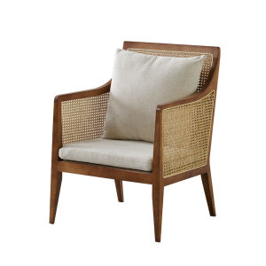 Nordic Wicker Sofa Chair Luxury Wooden Backrest Casual Living Room Furniture Hotel Homestay Single Person Vine Chair Simple