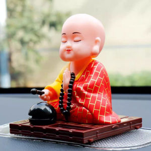 CHIZHIDU | Solar Powered Car Decorative Buddha Nodding Mallet Striker Ornament
