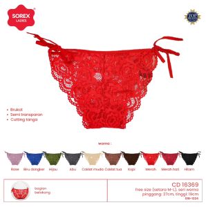 SOREX LADIES CD 16369 - CELANA DALAM BRUKAT SEMI TRANSPARAN WANITA MODEL IKAT TALI