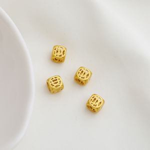 Phụ Kiện Trang Sức Vòng Tay Dây Chuyền DIY Hạt Xoay Chuyển Vận Mệnh Hạt Lỗ Lớn Vui Vẻ Bình An Chạm Rỗng Phong Cách Quốc Gia Giữ Màu Cao Sa Kim