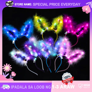 Glowing Feather Headband LED Highlight Bunny Hairband Light-up Flashing Hair Hoop Party Festival Birthday Wedding Costume Favor Kids Toys