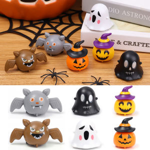 Childrens Pull-back Toy Car Pumpkin Ghost Bat Shape Decoration Inertial Sliding Car Toys Family Interactive Halloween Gift