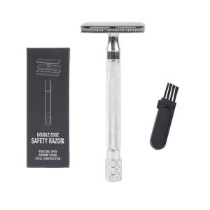 Classic Men Shaver Mild Hair Removal Shaver Double Edge Stainless Steel Shaving With 1 PCS Titanium Coated Blades Shaver Razor