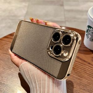 CrashStar With Glass Lens Films Electroplated Heat Dissipation Cooling Ultra Thin Hard PC Phone Case For iPhone 16 15 14 Pro Max Plus 13 12 Mini 11 X XR XS Max 8 + 7 Plus Simple Solid Color Phone Casing Shockproof Cover Shell
