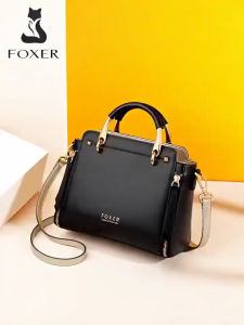 FOXER Tas Tangan Kulit Asli Tas Bahu Wanita Tas Selempang Dengan Tali Bahu Yang Dapat Disesuaikan