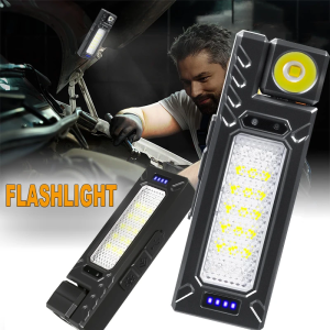 Rechargeable Tactical FlashlightPortable High Lumen LED & COB LightType-CPower DisplayOutdoor Hiking Fishing Emergency Work