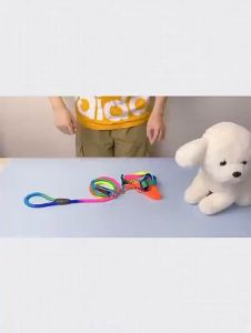 Japan Kyoto Pet Collar Nylon Colorful Neckband Collared Pet Leash Rainbow HS2097