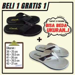 SANDAL KULIT PRIA BELI 1 GRATIS 1 SENDAL COWOK LAKI LAKI SELOP SLOP LEATHER SINTETIS..