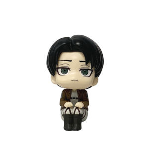 Bandai | Q Version Anime Attack on Titan Figure Look Up Levi Ackerman / Eren Jaeger / Mikasa Cute PVC Figurine Collectible Toy Model