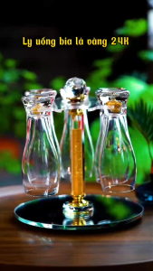 Ly uống bia lá vàng ly pha lê cao cấp sang trọng và đẳng cấp set 2 chiếc 4 chiếc 6 chiếc