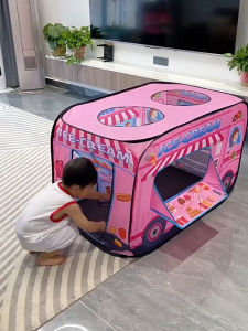 LUCKYBABE Cartoon Bus Shape Kids Tent Foldable Play House Creative Role Play Game Tent For Children Fun Indoor Safe Activity Toy