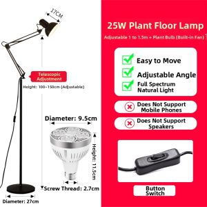 NIOYE | Sun-like Full Spectrum Plant Growth Light Long Arm Folding E27 Base Floor Lamp