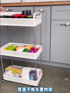 Ⓜ️ZEROIDEASⓂ️ Multipurpose Metal 3 Tier Trolley Kitchen Storage Trolley Tray with Wheel Utility Rolling Cart Kitchen Rack Movable Trolley Cart Kitchen Shelf Kitchen Rack Snack Storage Rack Trolley Makeup Rack Cosmetics Rack Kitchen Utility Rolling Cart